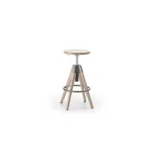 Барный Стул Arki-Stool, Arkw6/Rs_Nero_Fsc Seduta E Gambe In Rovere Sbiancato, Telaio Nero Pedrali