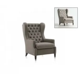 Кресло в отделке FABRIC ART. GIOTTO E19 CAT. ELITE LEGS WOOD BLACK AND GALVANIC POLISHED BRASS TOSCONOVA