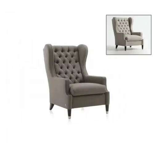 Кресло в отделке FABRIC ART. GIOTTO E19 CAT. ELITE LEGS WOOD BLACK AND GALVANIC POLISHED BRASS TOSCONOVA