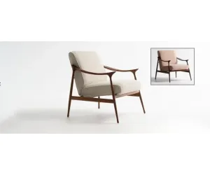 Кресло в отделке FABRIC DEDAR SAMSARA COL 003 CAT LUXURY BASE CANALETTO WALNUT WOOD COL NATURALE TOSCONOVA