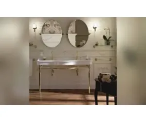 Sbordoni Palladio Раковина Двойная На Металлической Структуре 150Х57,5Хh76 См, Цвет Белый/Глянцевая Латунь adx105265