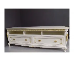 Vaccari Cav.Giovanni Гостиная: Витрина -2Шт, Тумба Тв, Ж. Столик Bianco Antico/Oro