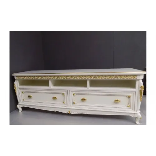 Vaccari Cav.Giovanni Гостиная: Витрина -2Шт, Тумба Тв, Ж. Столик Bianco Antico/Oro