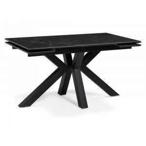 Керамический стол Бронхольм 140(200)х80х77 черный мрамор / черный