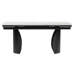 Керамический стол Готланд 180(240)х90х79 белый мрамор  / черный