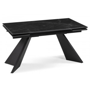 Керамический стол Ливи 140х80х78 черный мрамор / черный