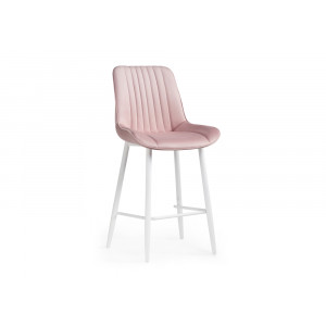 Полубарный стул Седа велюр розовый / белый