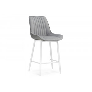Полубарный стул Седа велюр светло-серый / белый