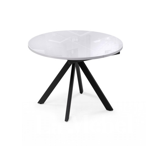 Стеклянный стол Ален 100(140)х100х75 ультра белое стекло / черный