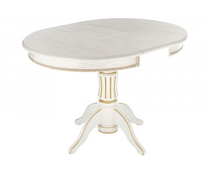 Деревянный стол Павия 90(120)х90х80 молочный с золотой патиной