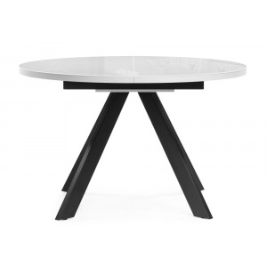 Стеклянный стол Веллор 120(160)х120х75 белый / черный